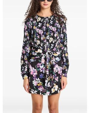 Desigual Floral-Print Tie-Waist Dress - Black