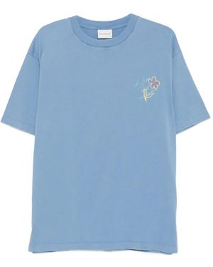 Drole de Monsieur Logo-Print Cotton T-Shirt - Blue