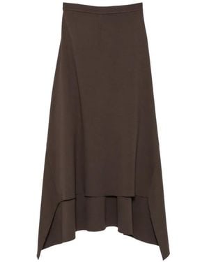ELY ELY Asymmetric Panelled Long Skirt - Brown