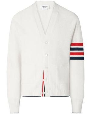 Thom Browne 4-Bar Cardigan Aus Leinen Und Baumwolle - Weiß