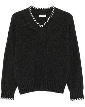 Sandro V-Neck Long-Sleeve Sweater - Black