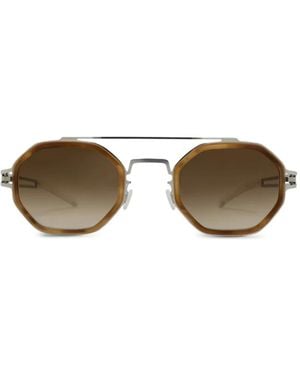 Mykita Arturo Geometric-Frame Sunglasses - Natural