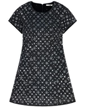 Maje Short Dress With Rhinestones - Black