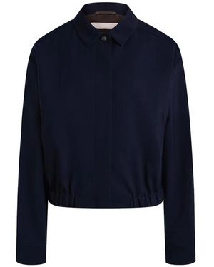 12 STOREEZ Hampshire Elasticated-Hem Bomber Jacket - Blue