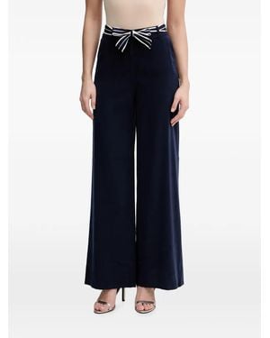Benetton Striped-Belt Wide-Leg Pants - Blue