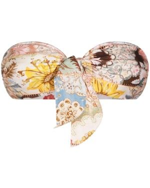 Zimmermann Bikinioberteil Mit Patchwork-Print - Weiß