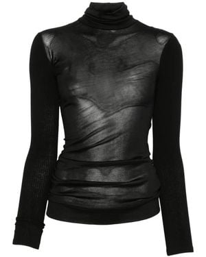 Jil Sander Roll-Neck Long-Sleeve Top - Black