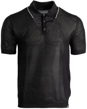 Prada Contrast-Trim Mesh Polo Shirt - Black