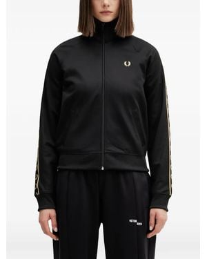 Fred Perry Logo-Embroidered Zip-Up Sweatshirt - Black