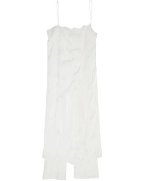 Bimba Y Lola Lace-Trim Skirt-Trouser Hybrid Wrap Maxi Dress - White