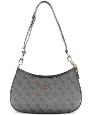 Guess Monogram-Pattern Shoulder Bag - Grey