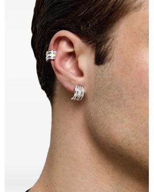 Mateo Diamond Baguette Half Hoop Earrings - White