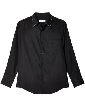 Ernest W. Baker Studded Cotton Zip-Up Shirt - Black