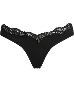 Moschino Lace-Trim Bow-Detail Thong - Black