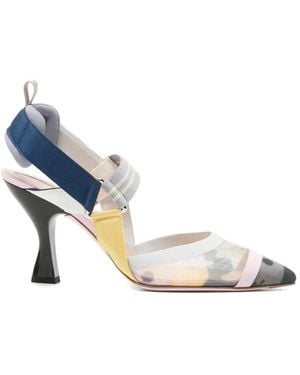 Fendi Floral-Print Sandals - Blue