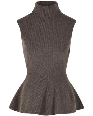 Rohe Sculptural Ribbed-Knit Peplum Top - Brown