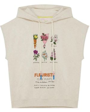 Mira Mikati Graphic Sleeveless Hoodie - White