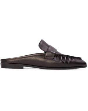 Black Suede Studio Mules Gabby De Cuero - Blanco