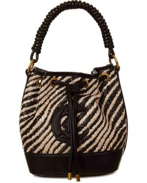 Just Cavalli Logo-patch bucket bag - Schwarz
