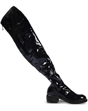 Guidi Laminated Knee-High Leather Boots - Black