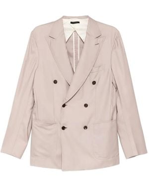 Brioni Double-Breasted Peak-Lapel Jacket - Natural