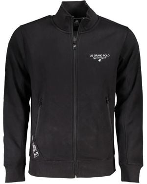 U.S. Grand Logo-Print Zip-Up Jumper - Black