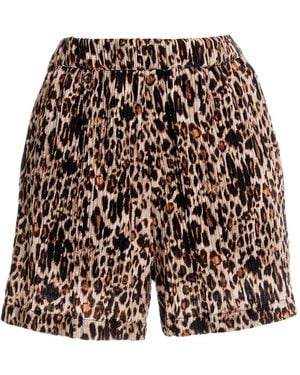 Agua Bendita Watts Quilt Leopard-Print Shorts - Brown