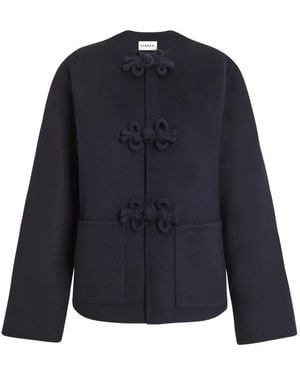 P.A.R.O.S.H. Frogged-Fastening Patch-Pocket Oversized Jacket - Blue