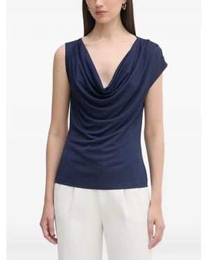 Silvian Heach Raman Crystal-Embellished Cowl-Neck Top - Blue