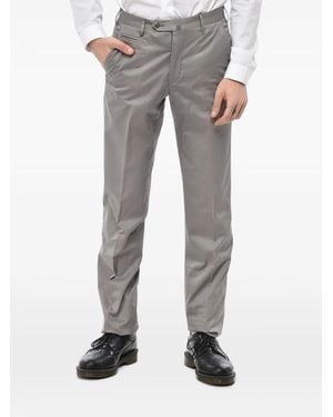 Corneliani Pressed-Crease Cotton Chino Trousers - Grey