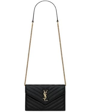 Saint Laurent Cassandre Envelope Quilted Leather Shoulder Bag - White