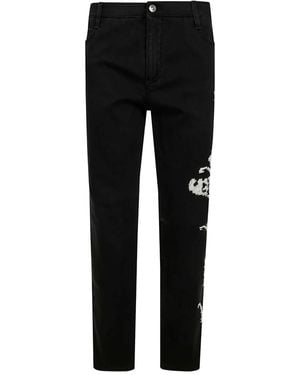 Ermanno Scervino Floral-Embroidered Jeans - Black