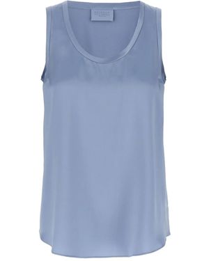 Brunello Cucinelli Satin sleeveless top - Blau