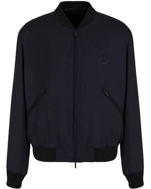 Giorgio Armani Textured Logo Jacket in Blue for Men | Lyst