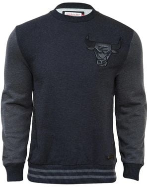 Mitchell & Ness Chicago Bulls Leather-Trim Sweatshirt - Blue