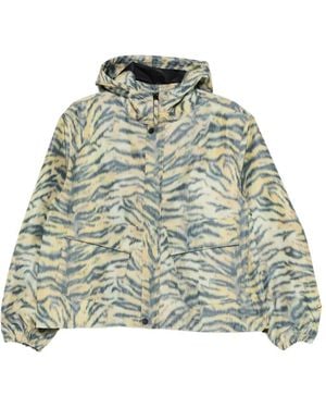 KENZO Hooded Animal-print Jacket - Green