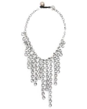 Maria Calderara Crystal-Embellished Fringed Necklace - White