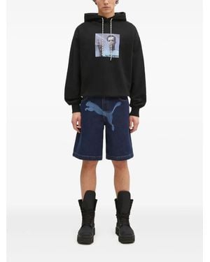 Aries Graphic-Print Drawstring Hoodie - Black