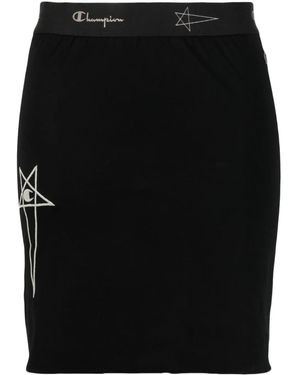 Rick Owens X Champion Elasticated Logo-Waistband Skirt - Black