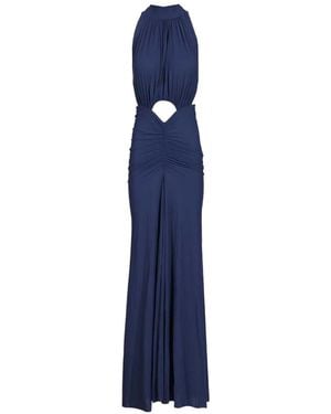 Amazuìn Mina Cut-Out Ruched Maxi Dress - Blue