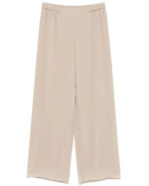Marina Rinaldi Gamba Elasticated-Waistband Palazzo Trousers - Natural
