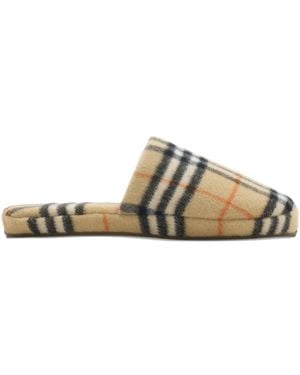 Burberry Check Wool Blend Slippers - Multicolour