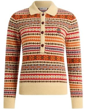 Bally Logo-Embroidery Knitted Polo Shirt - Orange