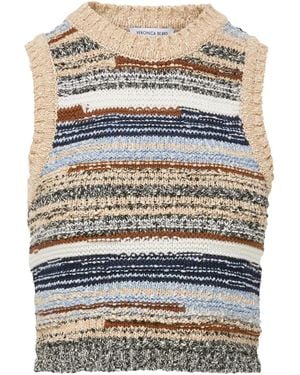 Veronica Beard Striped Sleeveless Sweater - Gray