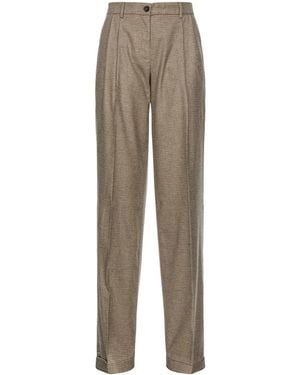 Pinko High-Waisted Check Pattern Trousers With Tailored Silhouette - Natural