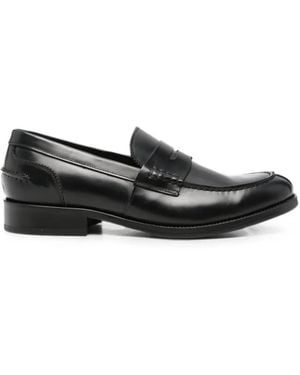 VELA SHOP Leather Penny-Slot Loafers - Black
