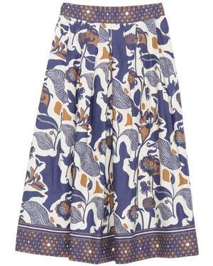 Clips Floral-Print Midi Skirt - Blue