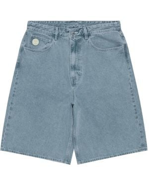 Aape By A Bathing Ape Moonface Washed Denim Shorts - Blue