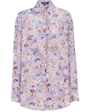 Balmain Shirt Met Bloemenprint - Paars