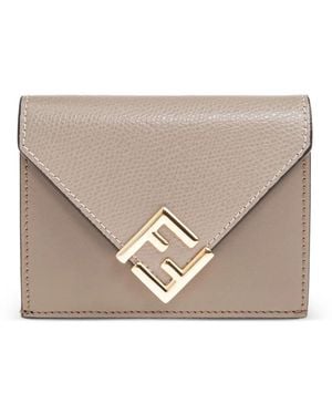 Fendi Logo-Plaque Leather Wallet - Natural